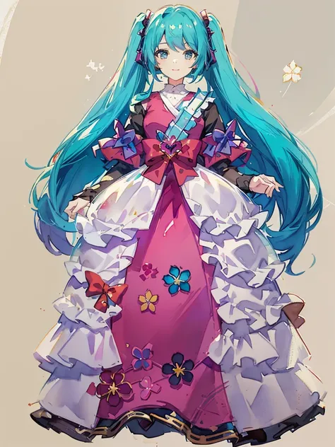 a close up of a person in a dress with a flowered dress, cute anime waifu in a nice dress, anime moe artstyle, anime girl with long hair, sona is a slender, anime character, hatsune miku, anime girl with teal hair, stylized anime, high quality anime artsty...