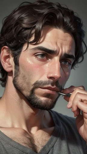  A Jewish Man Concentrates on His Face 