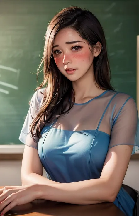 女性 teacher  , 
(((masterpiece))), ((  top quality)), (( 複雑な Details)), ((  super realistic realism )), ,  mature women,   mature women,   see through,    high definition  , illustration, 1人の mature women,    perfect hands,   Details,  美しい Detailsな目,   stra...