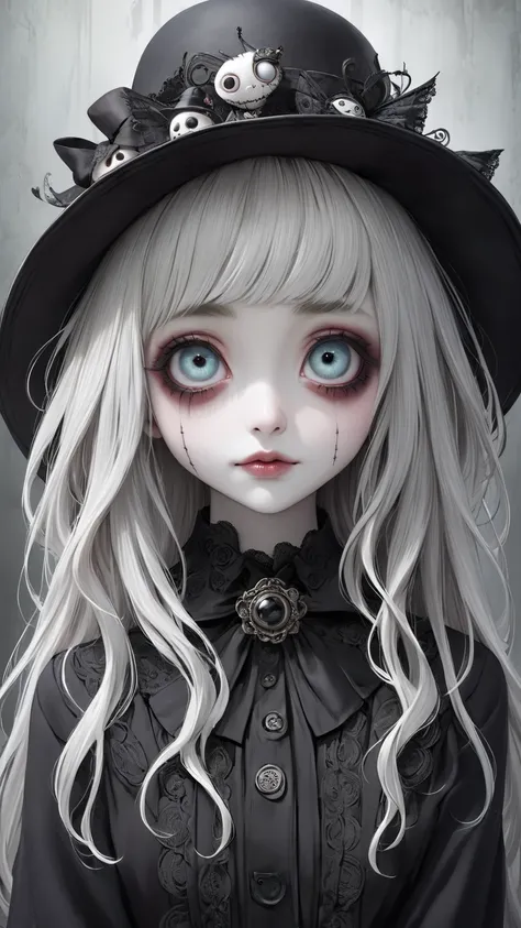 Tim Burton style 、very realistic 、Distinctive Face、have distinct facial features、