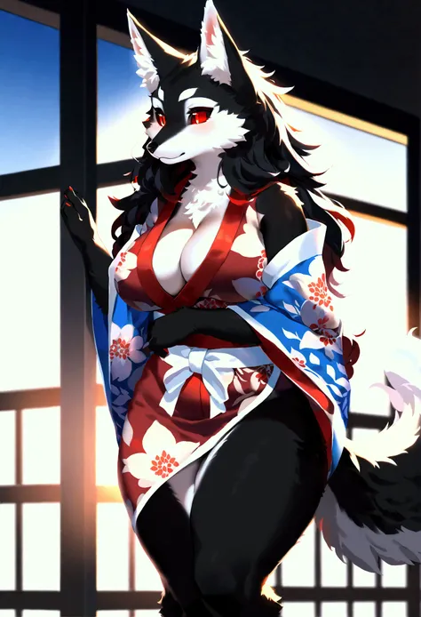 (top quality, best quality, Bogexboog, High-quality illustrations, masterpiece, perfect artwork, cinematic light and shading, 16k, 1080p, uploaded on e621)(kemono, furry, anthro, alone), 1 larger female, (very detailed and perfect body, face, tail, arms, h...