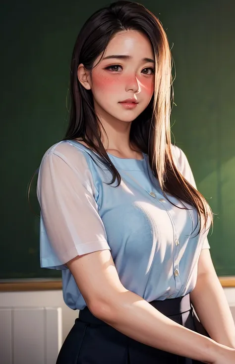 女性 teacher  , (((straight hair)))
(((masterpiece))), ((  top quality)), (( 複雑な Details)), ((  super realistic realism )), ,  mature women,   mature women,   see through,    high definition  , illustration, 1人の mature women,    perfect hands,   Details,  美し...