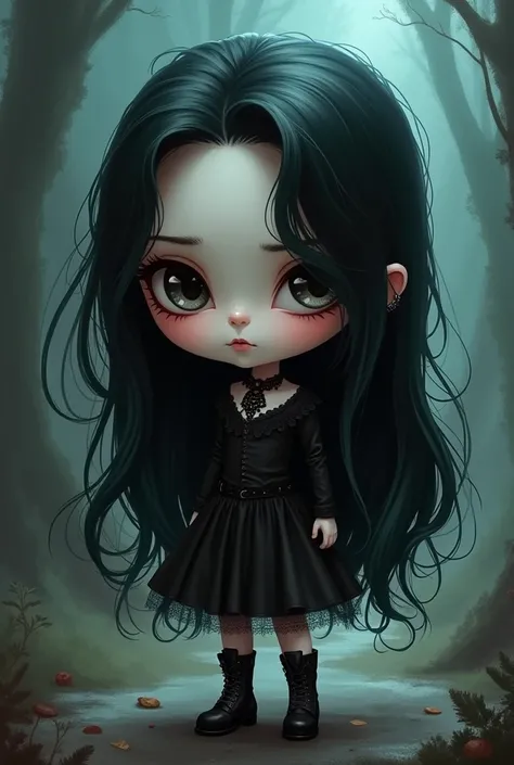 Create a Chibi-style feminine character based on Singer Amy Lee from the Band Evanescence.