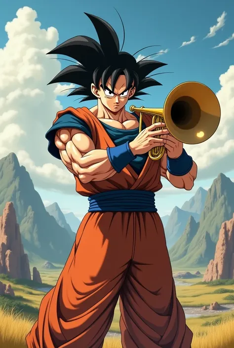 Goku with a trumpet