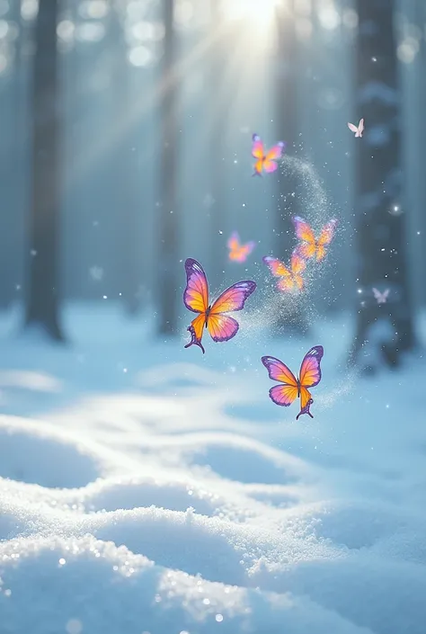 In a white sparkling world、Beautiful swallowtail butterfly 々but、many、 dances in the sky