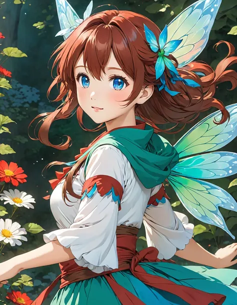  Fairy Red Brown Blue Green and white anime