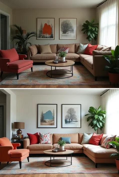 living room before and after renovations or homestager work