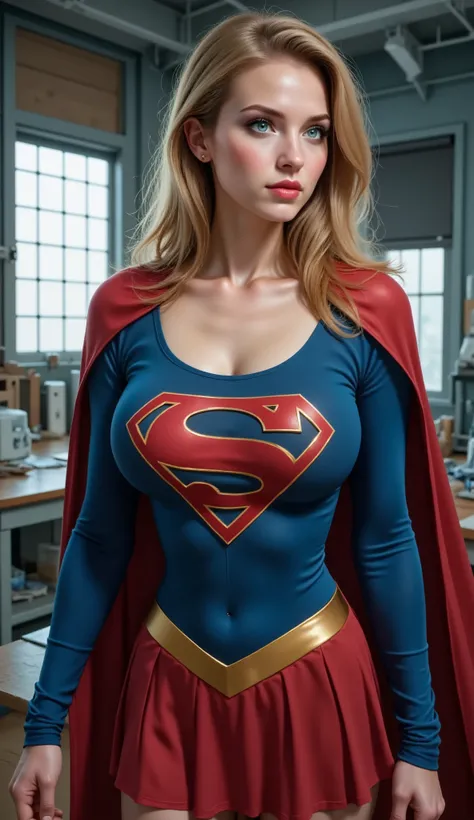 3 STAGE 3 PANEL TRANSFORMATION. (THE STORY OF SUPERGIRL) STAGE 1: a brilliant but socially awkward young AGE BLONDE NERD SCIENTIST, WEARING CASUAL CLOTHES while working late in her TOP SECRET LAB AND DRINKS a revolutionary serum USING BOTH SUPERMANS AND SU...