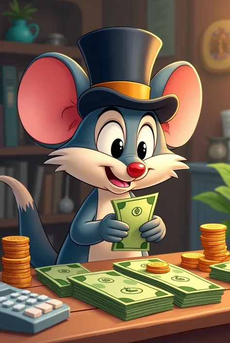 Cartoon character counting money