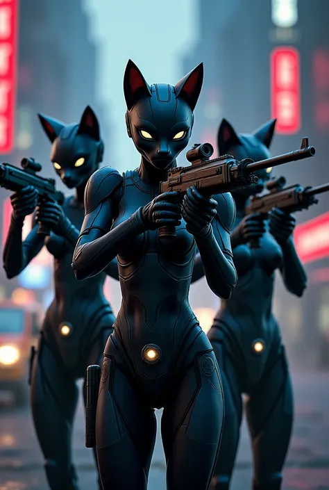 Create humanoid Trios cat wear waist with sniper 