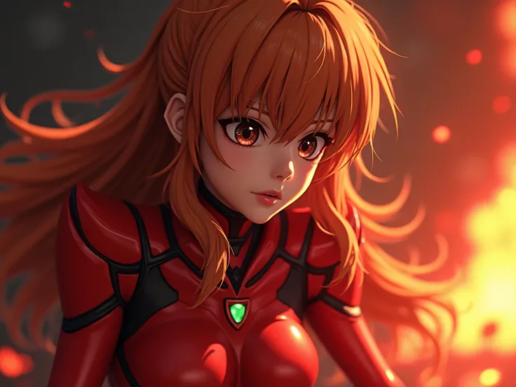 Personagem: Asuka Langley de Neon Genesis Evangelion, enfurecida lutando contra um anjo enviado por Deus para destruir a terra, ultra-realistic, photorealistic, dramatic scene, shadow, full body, global-illumination, perfect anatomy, perfect fingers,  very...