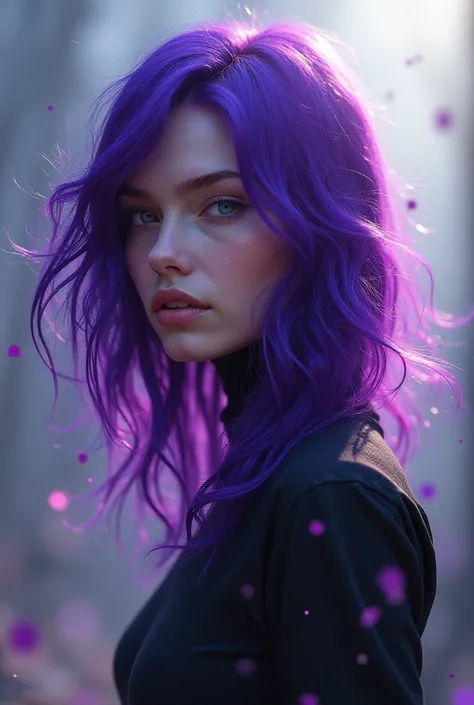 Create a drawing of one with purple hair 