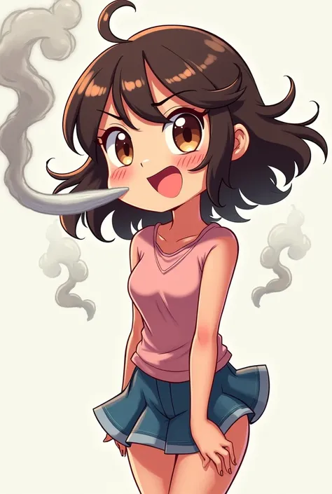 Now recreate that cartoon, but with smoke coming out of her mouth. 