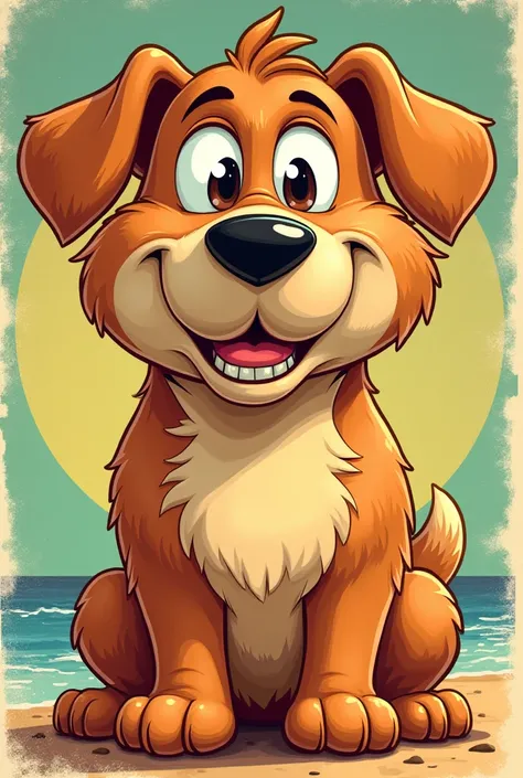 Create a humanized dog mascot in the shape of a fun retro cartoon