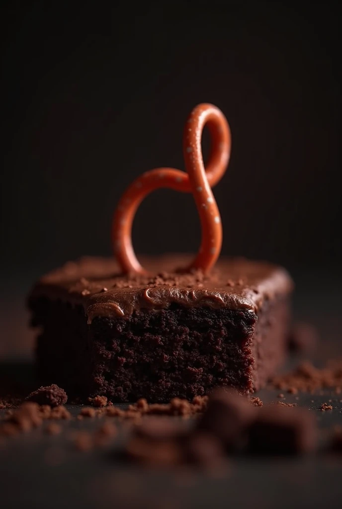 cinematic film still chocolate, chocolate cake, dark background, quality photo, moist texture, frosting, studio photo, slice . shallow depth of field, vignette, highly detailed, high budget, bokeh, cinemascope, ma cool and abstract logo for a cablebender w...