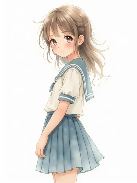 watercolor school girl isolated white background