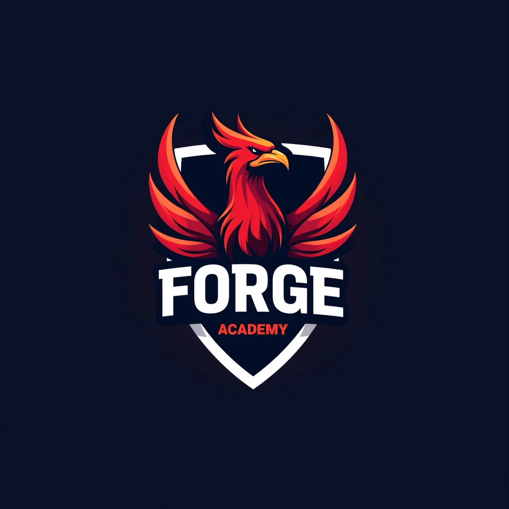 Soccer Academy Logo Design.I'm seeking a modern-style logo for a soccer academy: Forge Academy.

The logo should incorporate a specific character - either an Iron Phoenix, or The Forge Knight, or Vulcan, the Greek God of Fire. The color scheme is a mix of ...