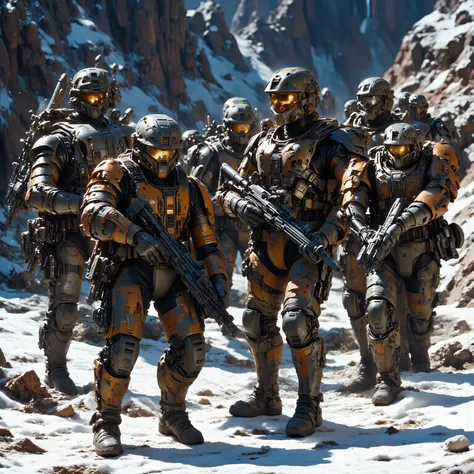  An ODST platoon consisting of five highly trained members is ready for a high-risk mission. The leader, a veteran ,  commands the group with precision ,  while the grenade launcher specialist is always ready to neutralize threats from afar . the Sniper, Y...