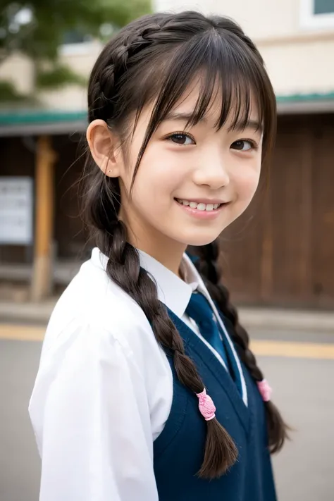  Japanese elementary school girls　　smile　School　 braids