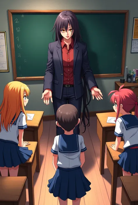 Anime women in class room fun evil  teacheer anime woman 