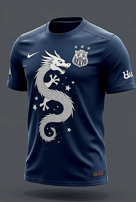  I would like to create a model Wear a t-shirt for my interclass team at school.  The name of the team is Pepe Le Canhoto ,  I would like you to put a dragon on the t-shirt ,  in the color dark blue and the details such as the logo ,  that you can personal...