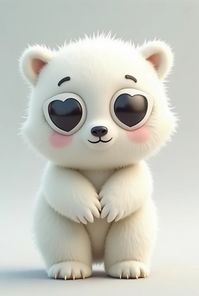  Baby polar bear cuddly white with dark black lenses that don't show your eyes, The heart-shaped lenses  