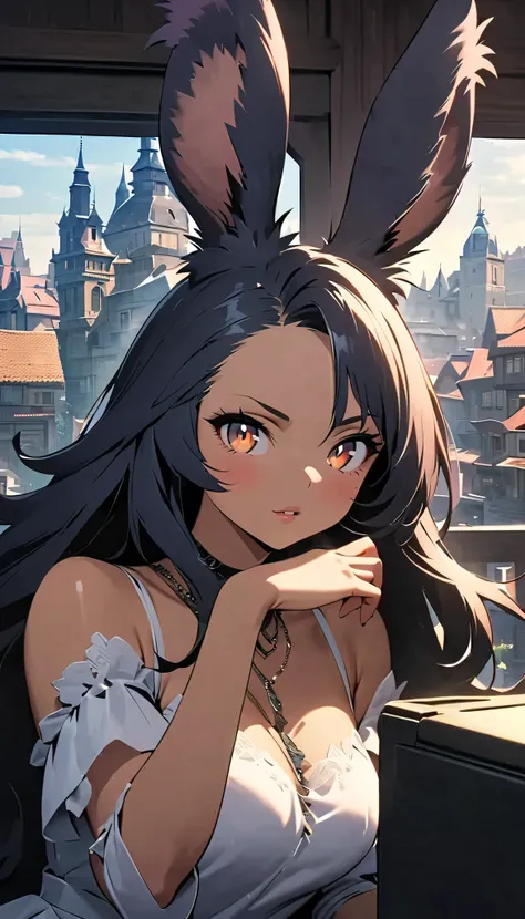 (Beautiful Viera Girls : 1.3), one girl,masterpiece, Please redeem , super high resolution, rich contrast, very high quality,8k,  Very Detailed CG Unit Wallpaper, texture , is ridiculous, RAW photos in the loop, Please redeem  anime, depth of written borde...