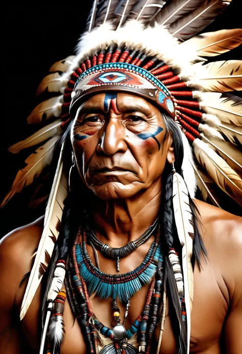 "(best quality,highres,masterpiece:1.2),extremely detailed face of a Mohican Indian chief