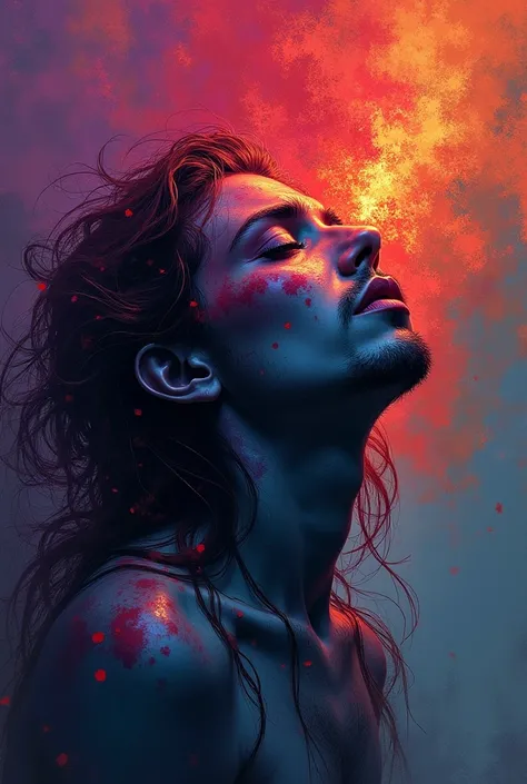 holy death, humo, negro, colorful, red, blue, Violet, astonished drawing 