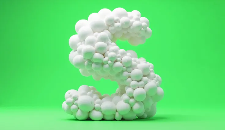 cartoon, cloud in the shape of the letter "S"  capital letter of the alphabet, fonte cartoon 3d, fundo green screen chroma