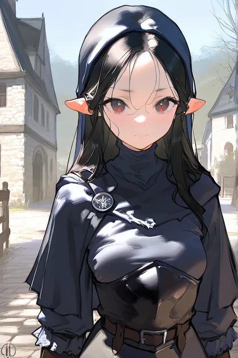 score_9,score_8_up,score_7_up, source_anime,safe, 1girl, solo, small breasts, Photo in 4K resolution, masterpiece, best quality, amazing quality, very aesthetic, absurdres, HDR, UHD, ISO 3200k, fantasy, medieval,
Black hair, cute girl,
slightly wavy medium...