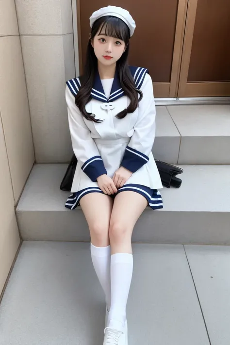  sailor suit、 white high socks、shoe
adult girl