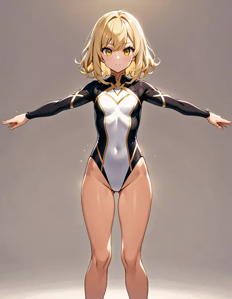 Beautiful and blond, leotard, t-pose