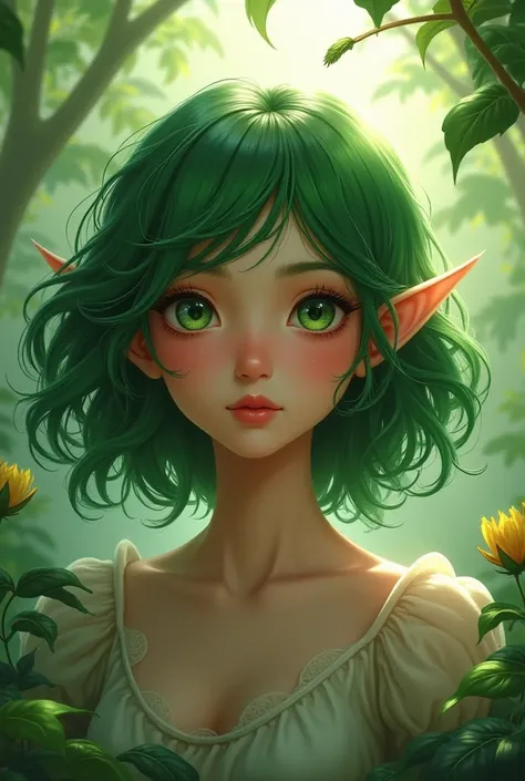 You can create a girl with wavy and short green hair