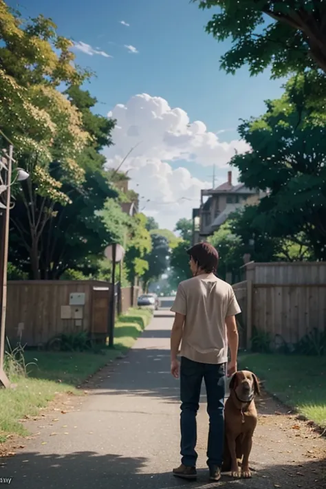  Anime scene of a man standing under a tree and a dog, From TV animation,  animation movie animation color paper ,  today's featured anime still image ,  animated movie screenshot ,  anime beautiful peace scene ,  opening scene , Anime still frame , ( ( Ma...