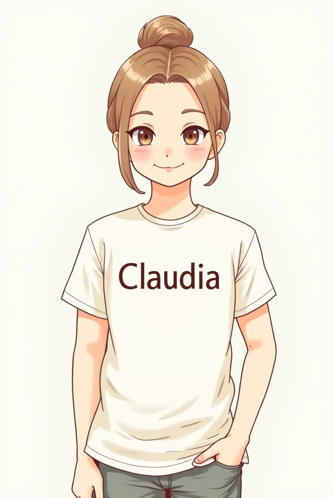  Girl wearing a t-shirt with written " Claudia " Make some technical drawing boards 