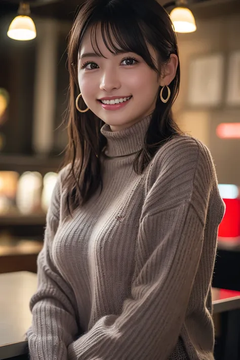 (8K, RAW Photos, Highest quality, High resolution:1.1), (Ultra-realistic:1.4), Realistic face, Realistic body, Realistic skin, (masterpiece:1.2), (cute:1.8), Detailed black eyes, Innocent eyes, Cinema lighting, Film grain, Jewelry, Earrings, (Medium Hair:1...