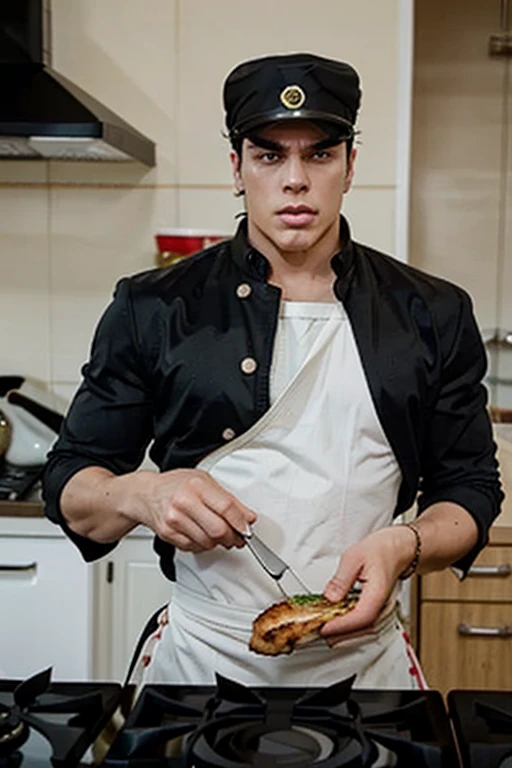 Jotaro cooking chicken