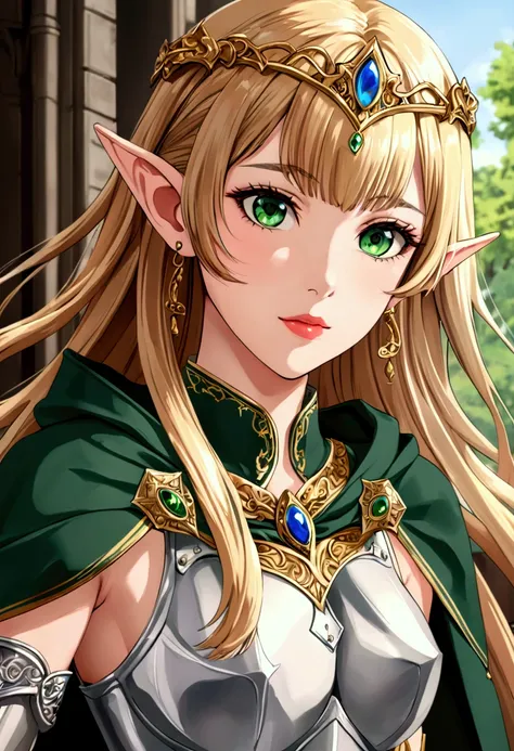 good anatomy, masterpiece, best quality, 4k, 8k, professional photography, soft light, sharp focus,1girl, anime coloring, 
ANI_CLASSIC_deedlit_ownwaifu, www.ownwaifu.com,
pointy ears, blonde hair, long hair, elf, circlet, green eyes, long pointy ears, very...