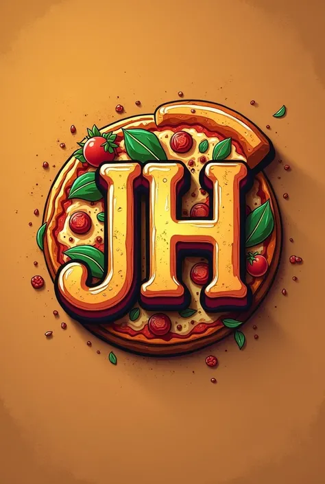 Create a pizzeria logo with the letters JH