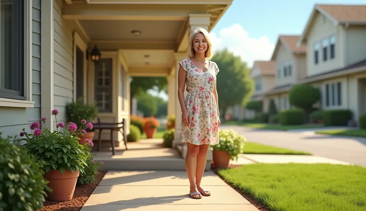 Lady named Karen outside her home in the neighborhood 