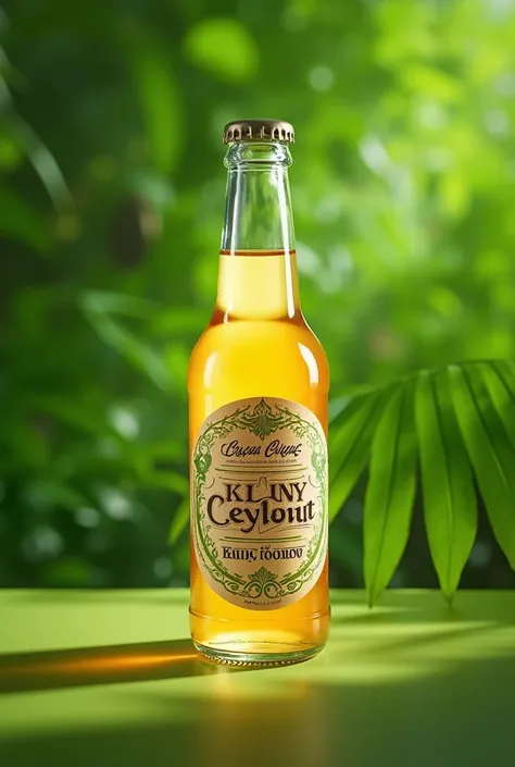 A small glass bottle marked as chama ceylone king coconut