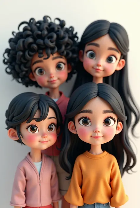 I want 4 s with black hair one with curled hair and the other and the other wavy hair and 2 smooth 3D Disney avatar