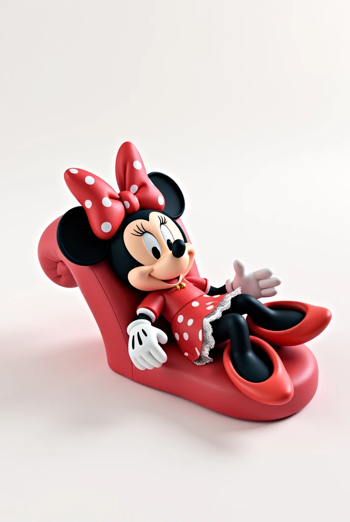 3d red Minnie lying down with white background 