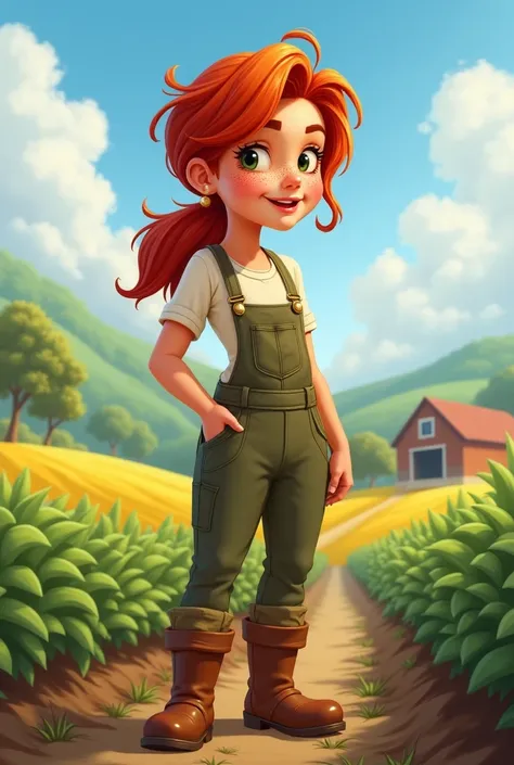 redhead farmer Young woman 2D Drawings disney style