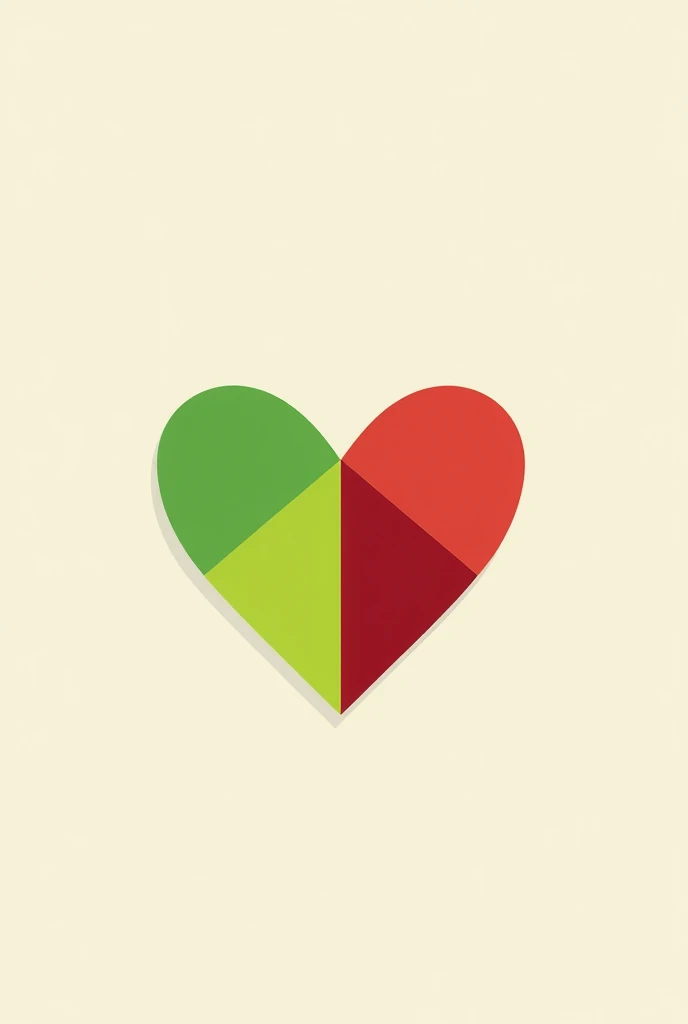  Green and red triangle , forming a heart ,  as a symbol of health and love for sweets"