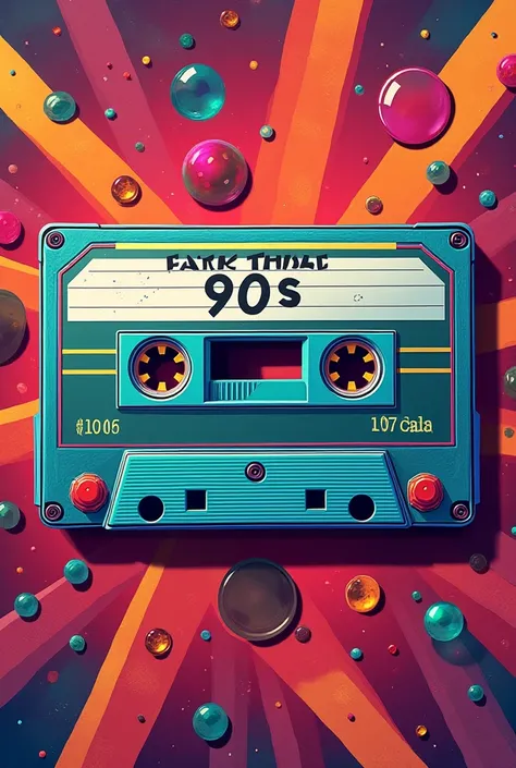 A cassette-shaped cover for a mix album with hits from 91 to 93. On the cassette tape title "90's Nostalgia Mix ". in the line below "91-93 Ultimate Hit Collection" . The background 