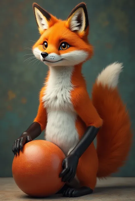 An anthro fox naked with an big penis, with another fox inside the penis, cock vore, huge bulging ball