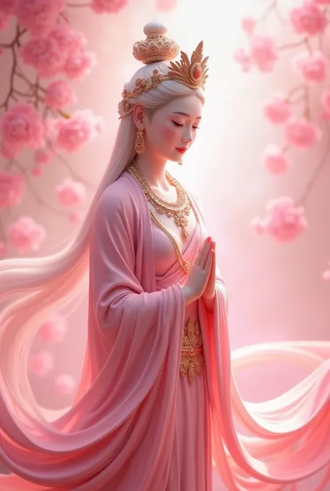 Goddess Kuan Yin in shades of pink