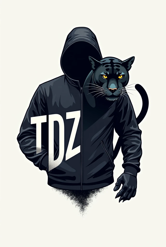 Logo for jacket with the initials of TDZ and that has to do with a panther feature on the right side 
